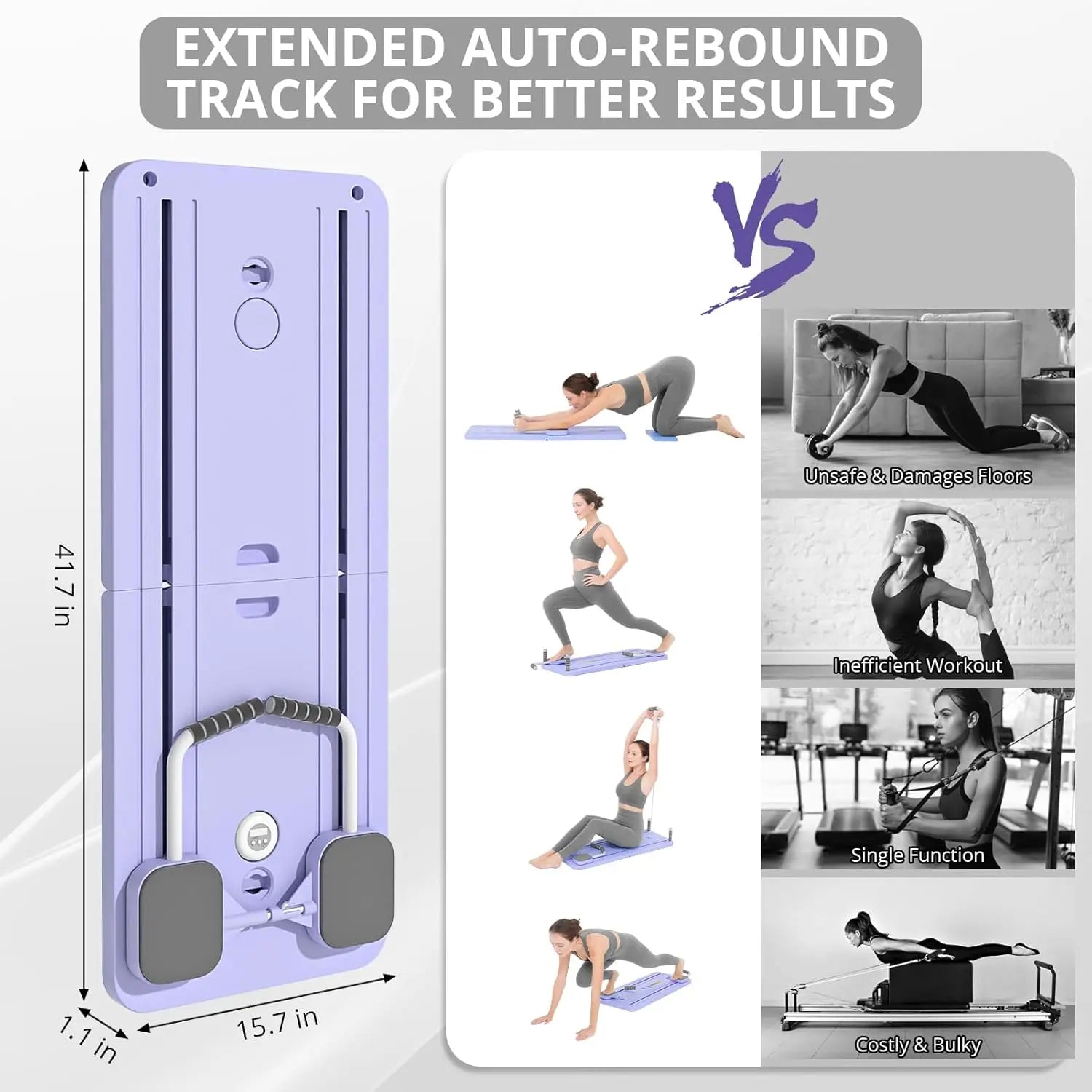 UMAY Pilates Board with Yoga Socks - Pilates Equipment Set, Multifunctional Foldable Home Pilates Board, 5-In-1 Pilates Skateboard,Summer Wins