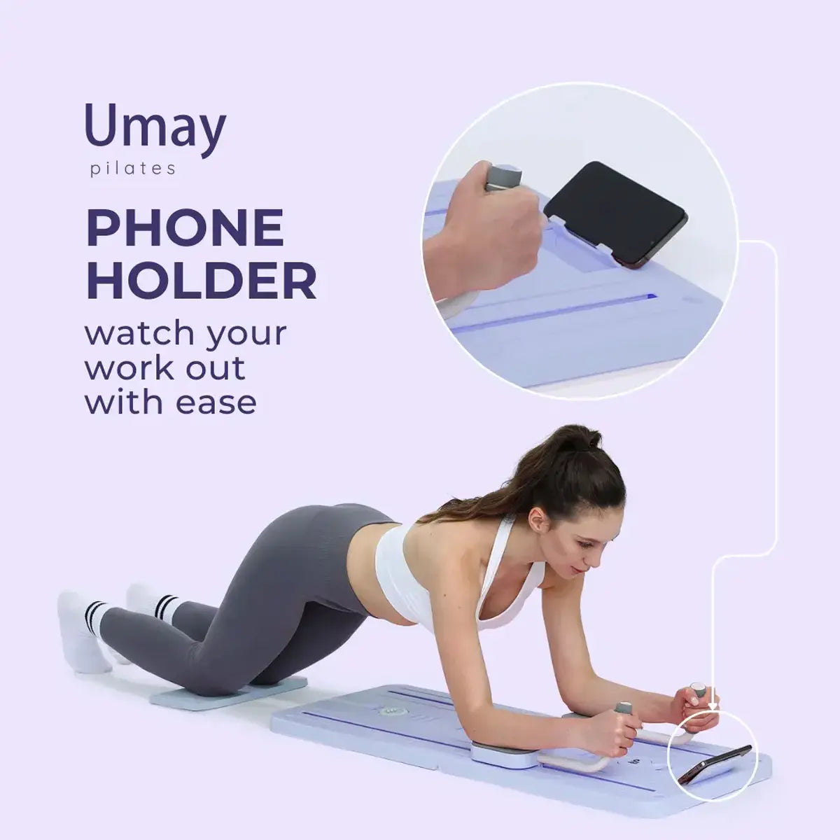 UMAY Pilates Board with Yoga Socks - Pilates Equipment Set, Multifunctional Foldable Home Pilates Board, 5-In-1 Pilates Skateboard,Summer Wins