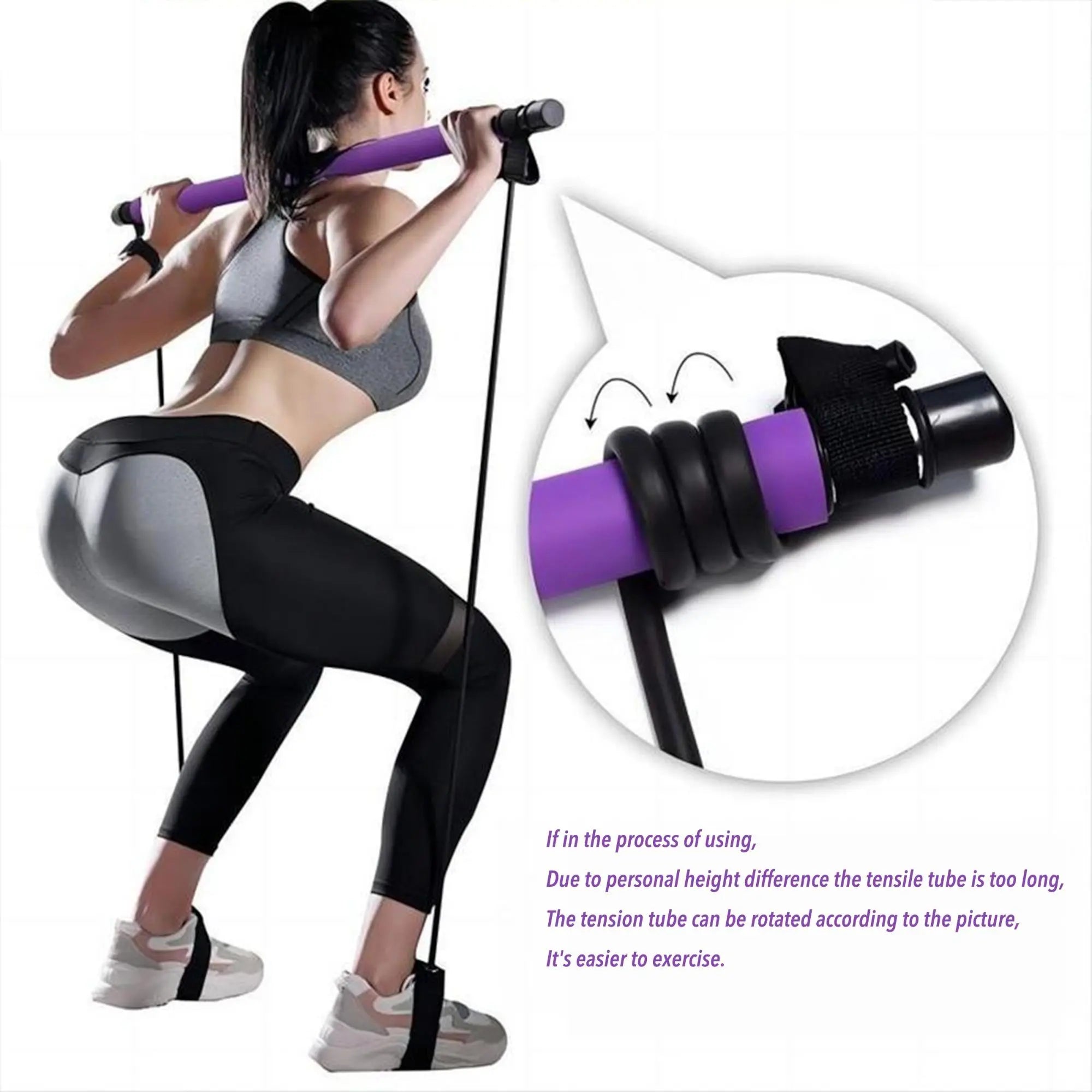 Pilates Bar Kit with Resistance Bands, Multifunctional Yoga Pilates Bar, Portable Home Gym Pilates Resistance Bar Kit for Women, Full-Body Workout Equipment, Pilates Equipment for Home Workouts, Fitness Equipment for Women & Men