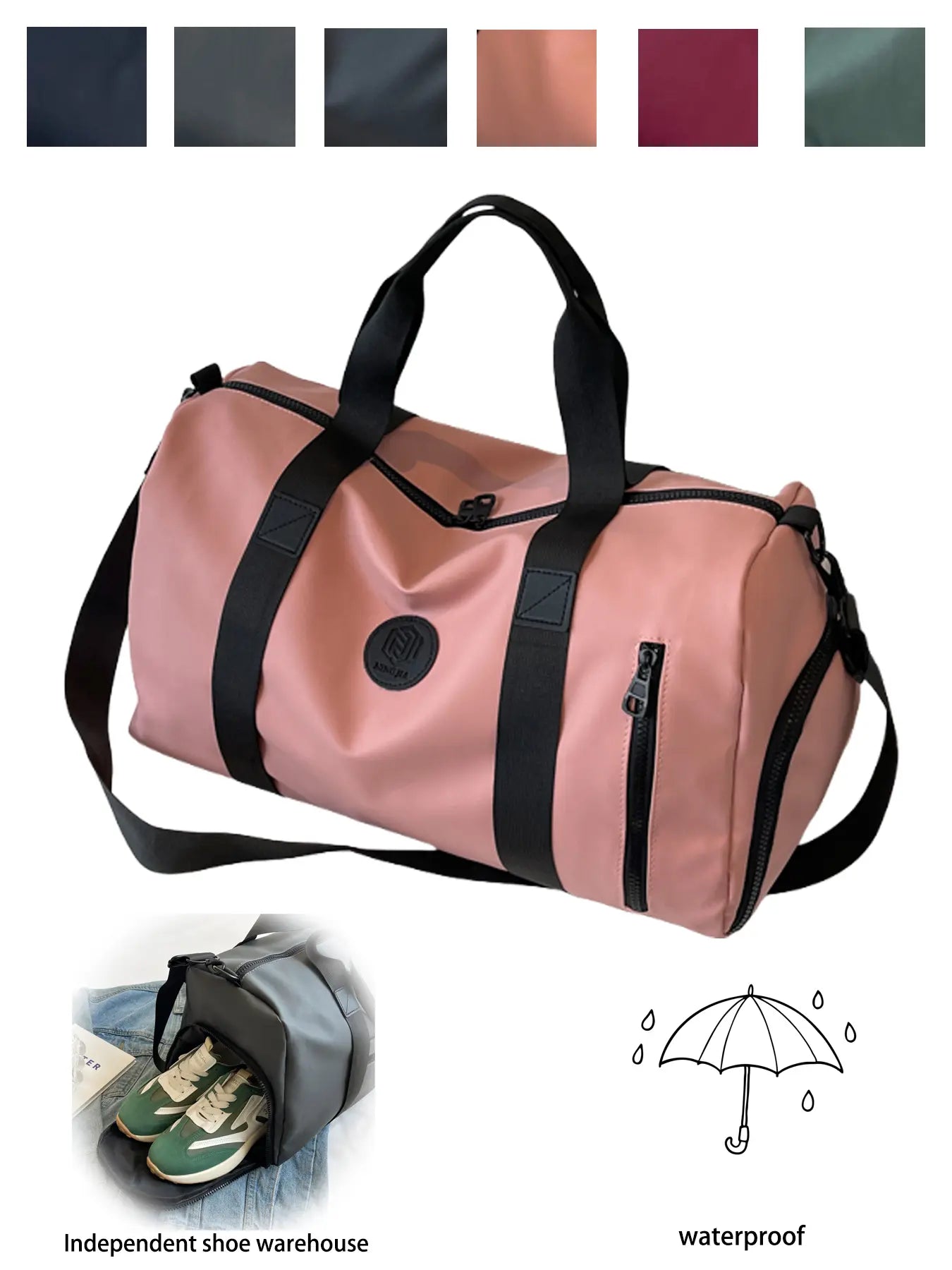 Unisex Travel Duffle Bag with Dry & Wet Separation, Independent Shoe Compartment, Neutral Style, Lightweight Weekender Bag for Gym Vacation