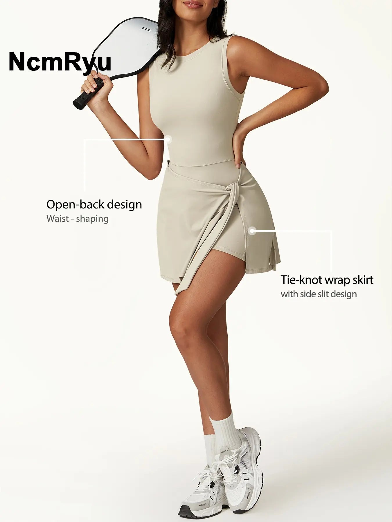 Women'S Sleeveless Plain Weave Mid Stretch Flat Shoulder Beautiful Back Split Strap Yoga Skirt Pants Outdoor Sports Pilates, Workout Jumpsuit, Sporty Jumpsuit Summer Comfortable Lace Up