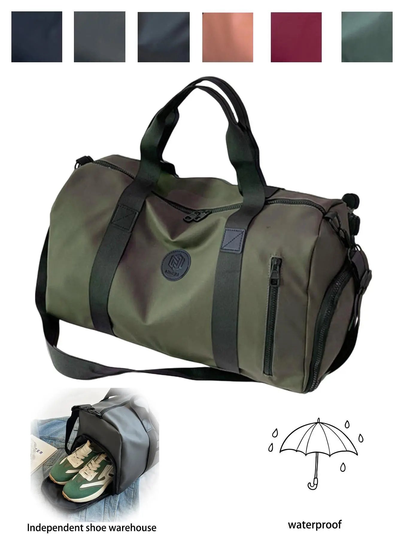 Unisex Travel Duffle Bag with Dry & Wet Separation, Independent Shoe Compartment, Neutral Style, Lightweight Weekender Bag for Gym Vacation