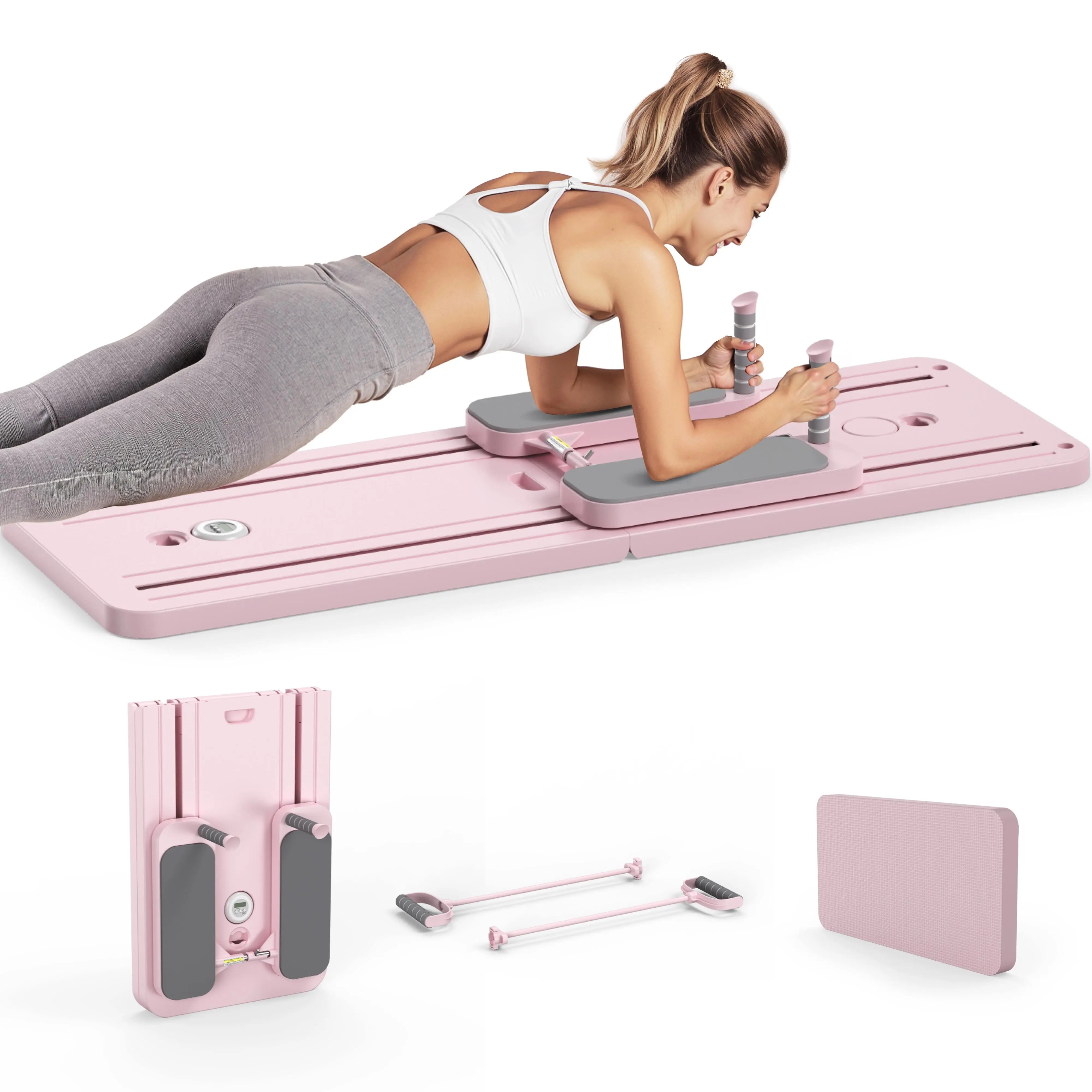 FEIERDUN Multifunctional Pilates Board - Foldable Pilates System, Home Gym Equipment, Multifunctional Abdominal Muscle Core Trainer, Abs Workout Machine, 300LBS Capacity Balance Training Gear for At-Home Use,Summerwins
