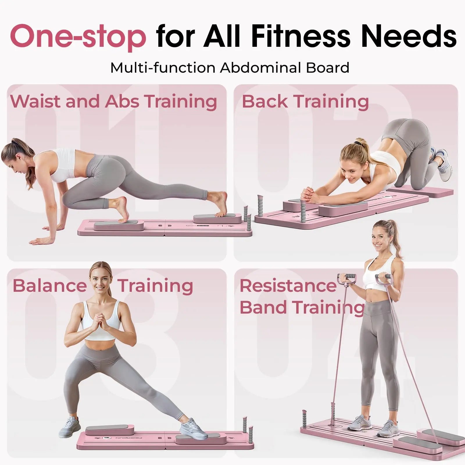 FEIERDUN Multifunctional Pilates Board - Foldable Pilates System, Home Gym Equipment, Multifunctional Abdominal Muscle Core Trainer, Abs Workout Machine, 300LBS Capacity Balance Training Gear for At-Home Use,Summerwins