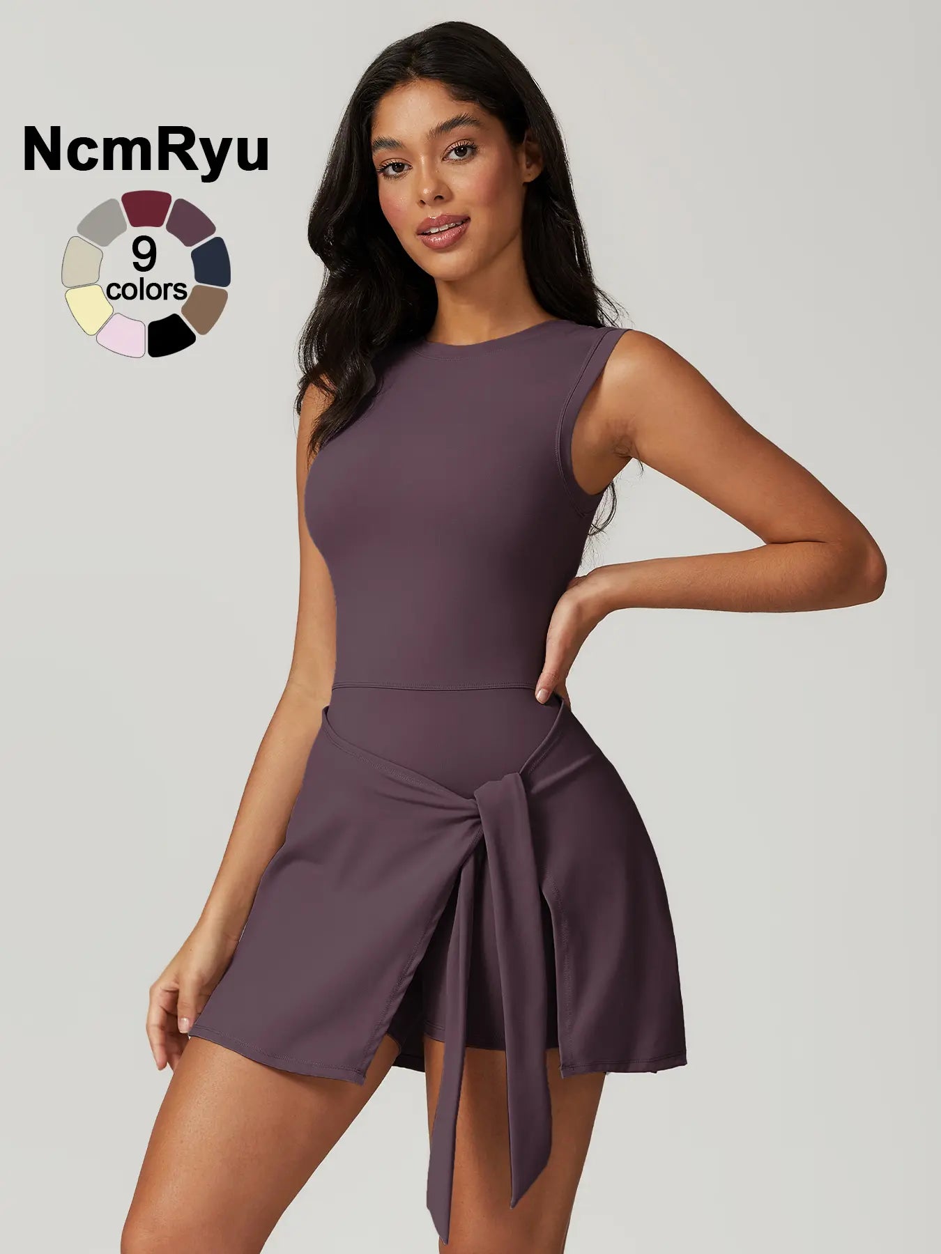 Women'S Sleeveless Plain Weave Mid Stretch Flat Shoulder Beautiful Back Split Strap Yoga Skirt Pants Outdoor Sports Pilates, Workout Jumpsuit, Sporty Jumpsuit Summer Comfortable Lace Up