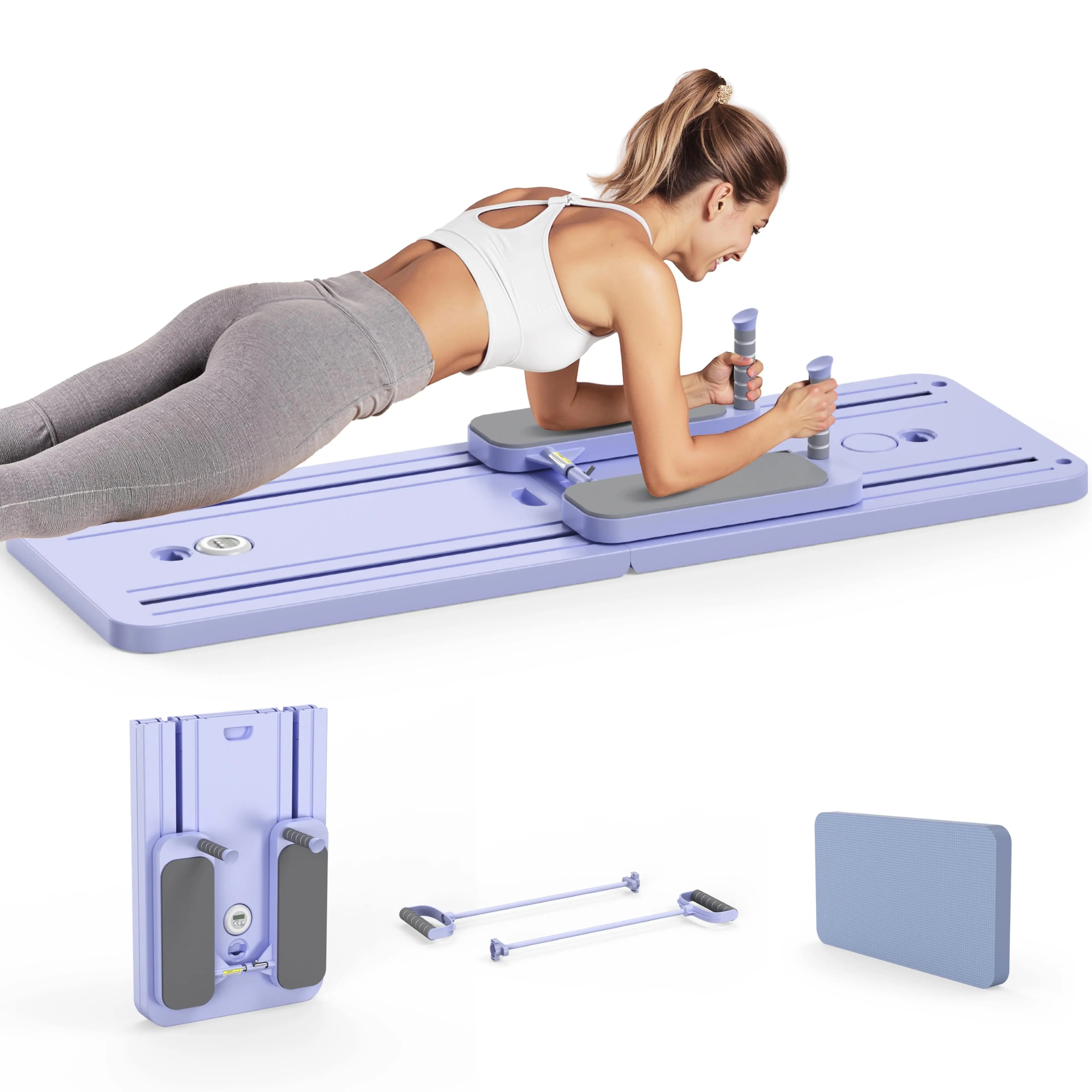 FEIERDUN Multifunctional Pilates Board - Foldable Pilates System, Home Gym Equipment, Multifunctional Abdominal Muscle Core Trainer, Abs Workout Machine, 300LBS Capacity Balance Training Gear for At-Home Use,Summerwins