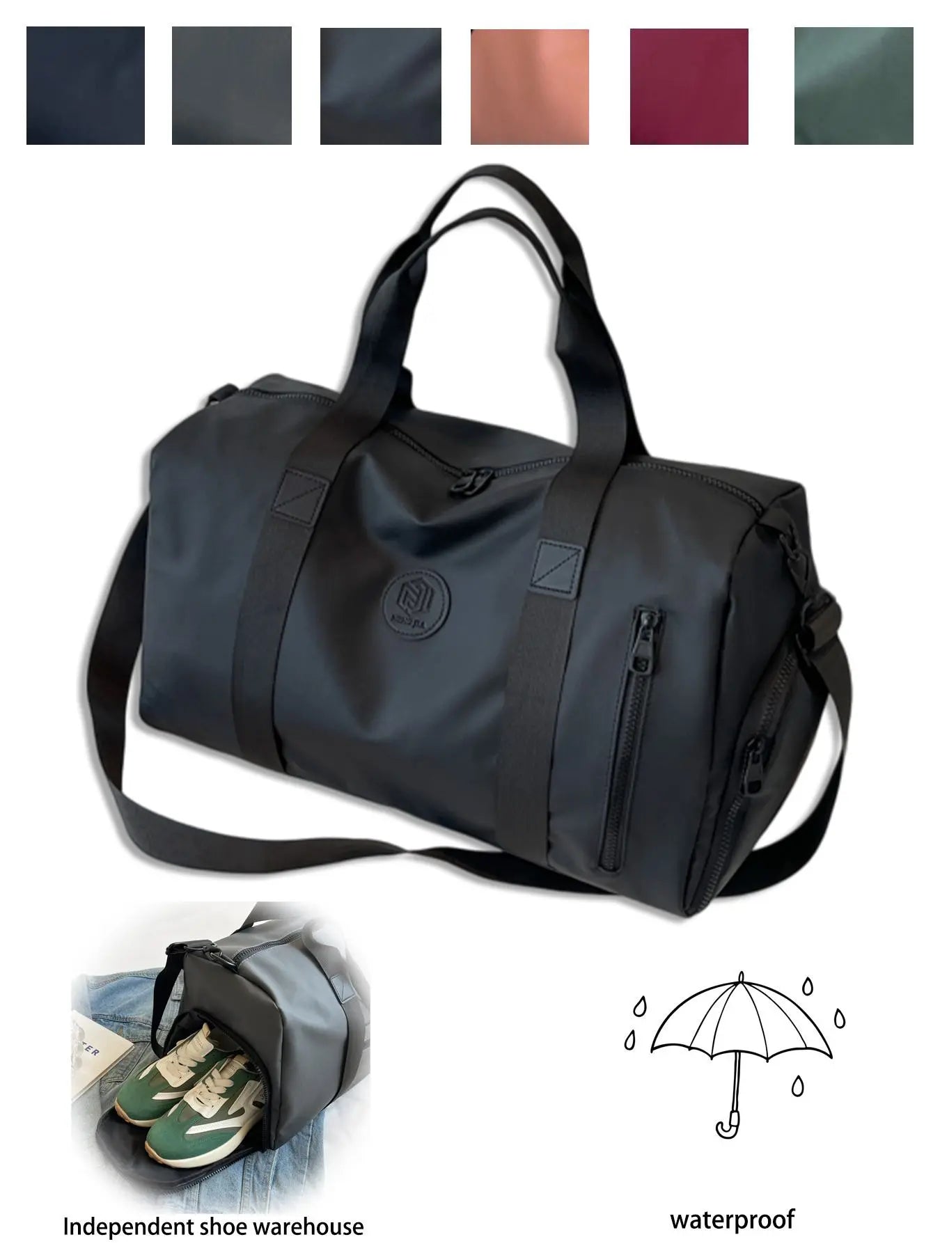 Unisex Travel Duffle Bag with Dry & Wet Separation, Independent Shoe Compartment, Neutral Style, Lightweight Weekender Bag for Gym Vacation