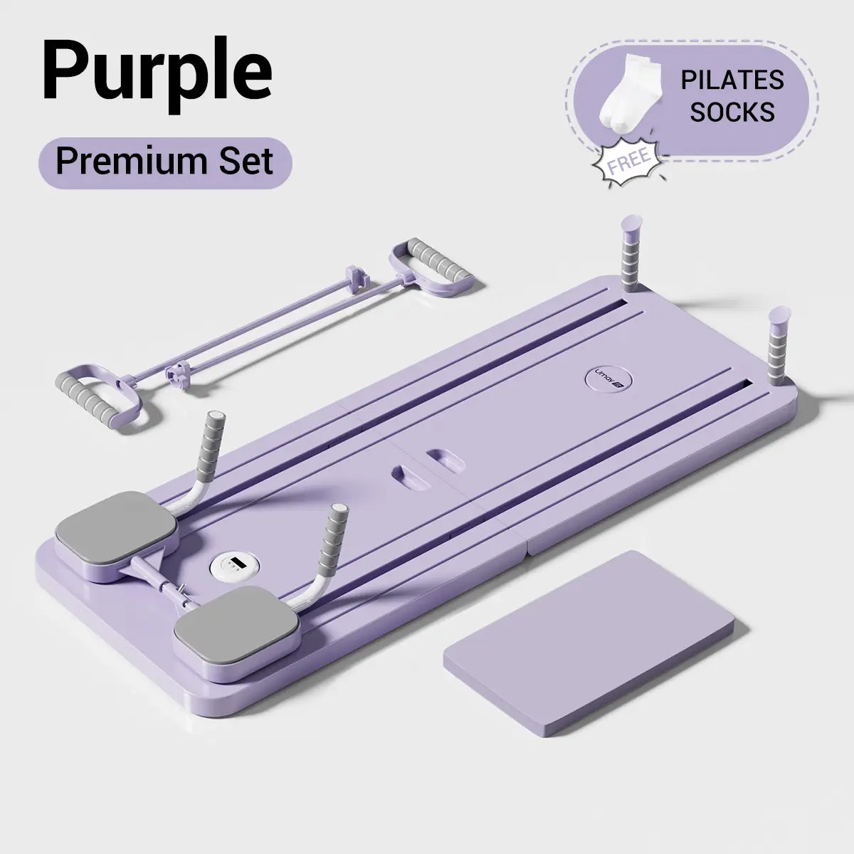 UMAY Pilates Board with Yoga Socks - Pilates Equipment Set, Multifunctional Foldable Home Pilates Board, 5-In-1 Pilates Skateboard，Summer Wins