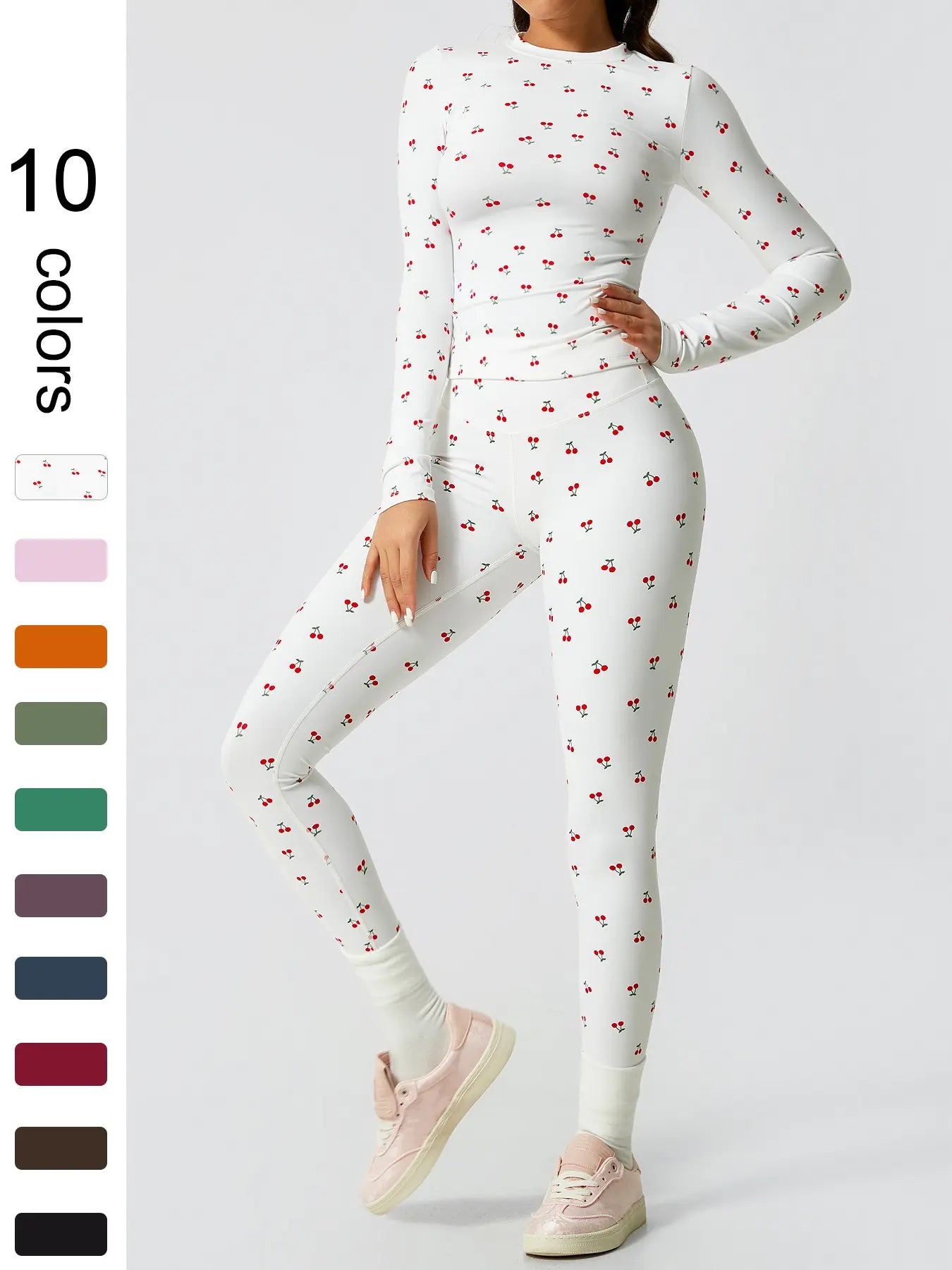 Two-Piece Set Women'S Patchwork High Elastic Soft round Neck Flat Shoulder Long Sleeve Slim Fit Hip Tight Pants Yoga Clothes Suit Workout Running Clothes Outdoor Running Cycling Hiking Fashion Suit Gym, Workout Sets Women