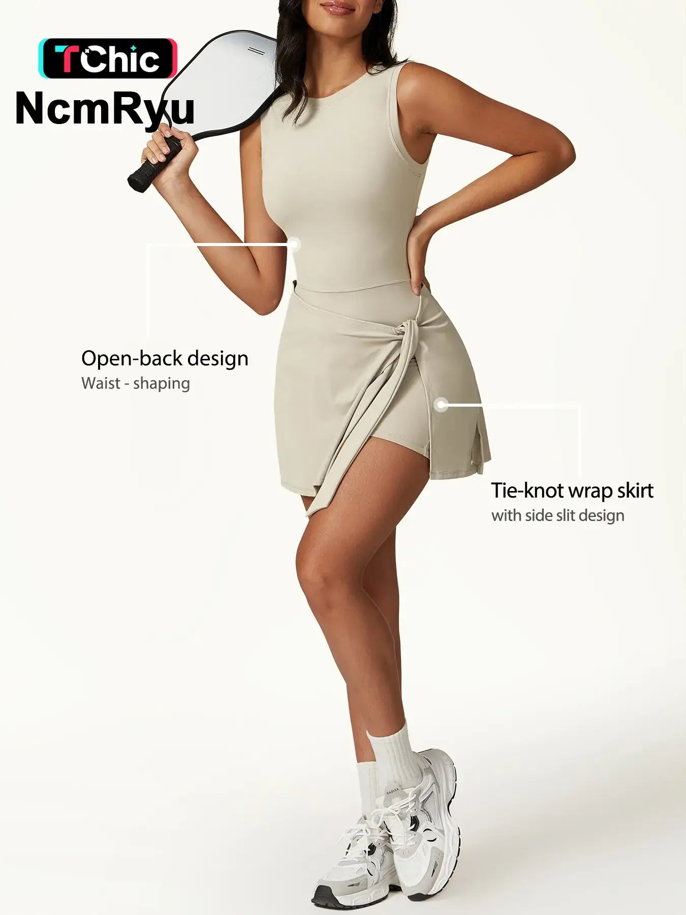 Women'S Sleeveless Plain Weave Mid Stretch Flat Shoulder Beautiful Back Split Strap Yoga Skirt Pants Outdoor Sports Pilates, Workout Jumpsuit, Sporty Jumpsuit Summer Comfortable Lace Up